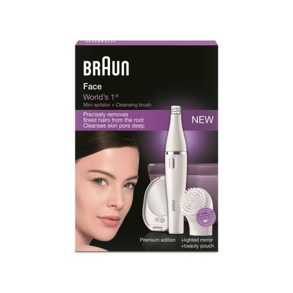 ماكينة إزالة الشعر للوجه مع مراية مضاءة وجراب .Braun Face 830